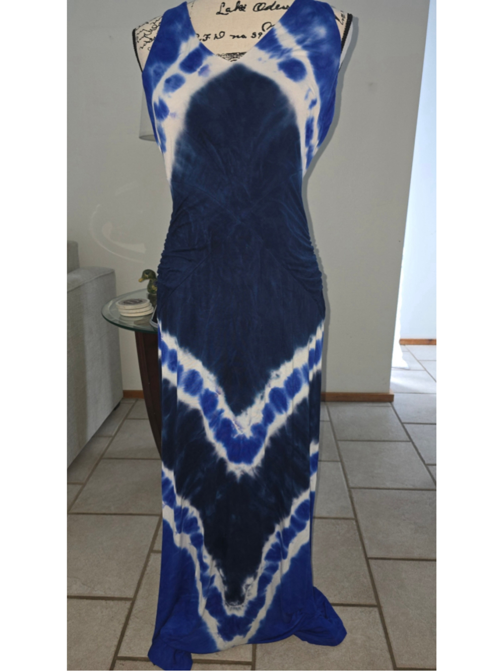 INC Tie Dyed Ruched Maxi Dress Size M EUC